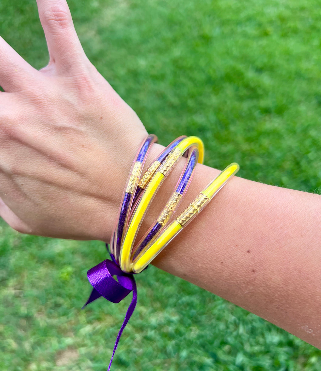 Gel Bangle Set - Purple/Yellow