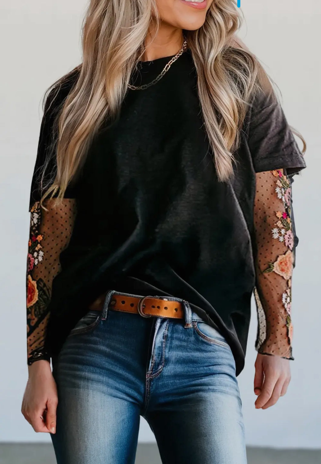 Floral Print Patchwork Long Sleeve