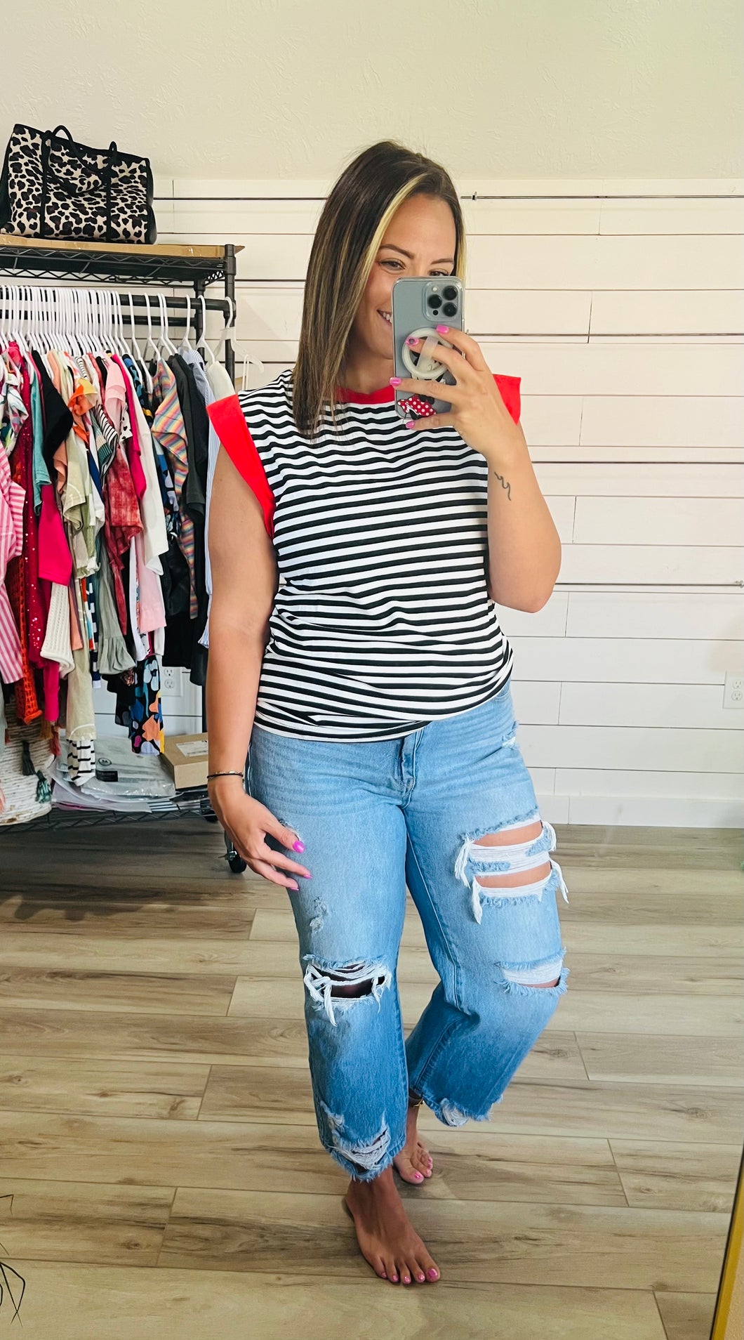 Gene Striped Sleeveless Top