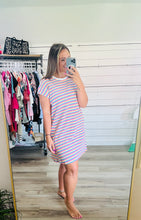 Load image into Gallery viewer, Rainbow Stripe Tshirt Dress
