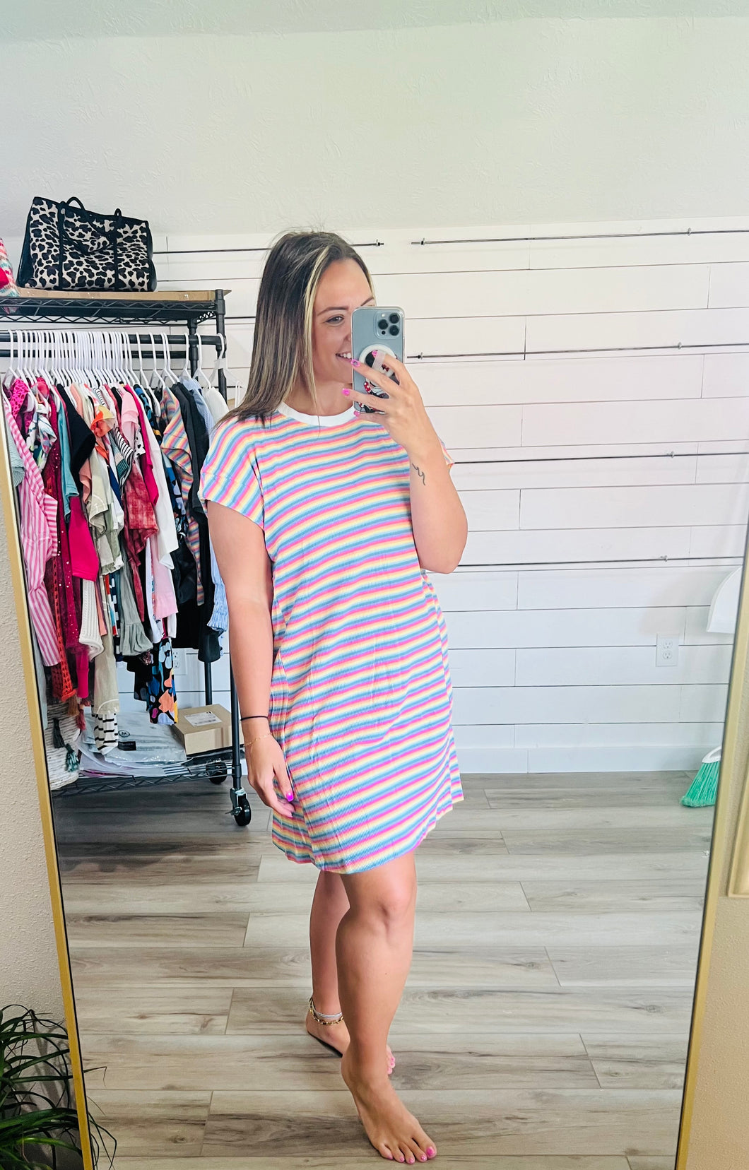 Rainbow Stripe Tshirt Dress