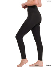 Load image into Gallery viewer, Black Cotton Wide Waistband Leggings
