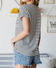 Load image into Gallery viewer, Stripe Patchwork Pocket Tshirt
