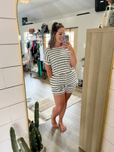 Load image into Gallery viewer, Black/White Striped Romper
