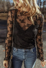 Load image into Gallery viewer, Black Lace Mesh Long Sleeve
