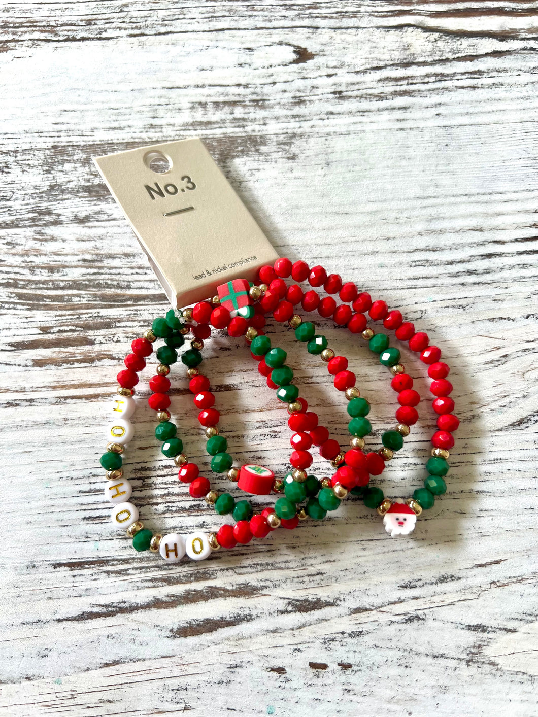 HoHoHo Beaded Stack Bracelet