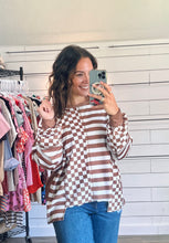 Load image into Gallery viewer, Checkered Striped Puff Sleeve
