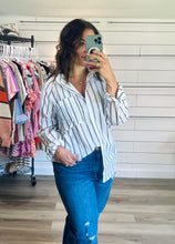 Load image into Gallery viewer, Striped Pocket Oversized Button Up
