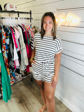 Load image into Gallery viewer, Black/White Striped Romper
