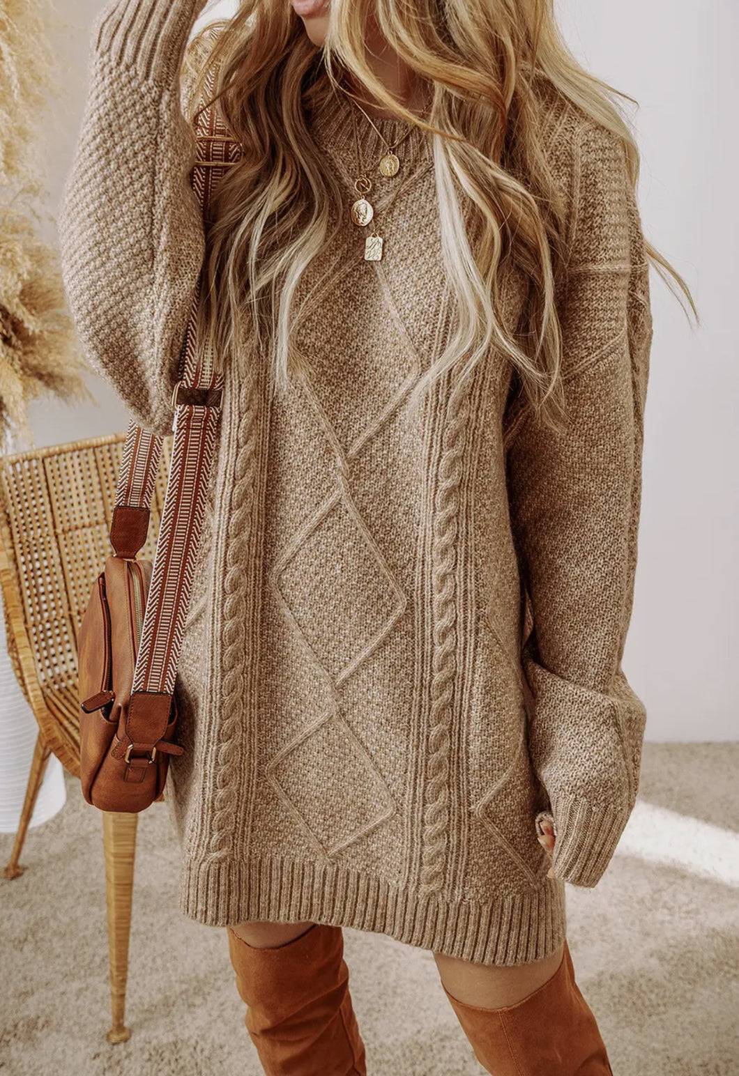 Cable Knit Sweater Dress